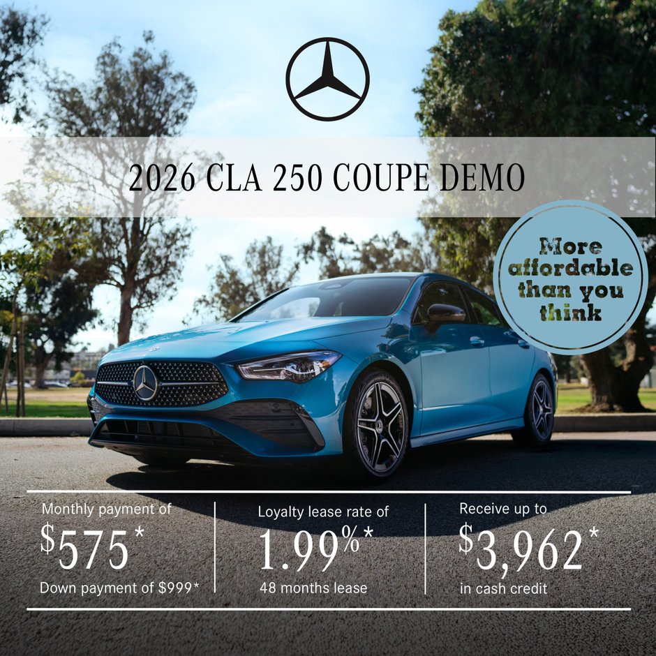 Lease the 2026 CLA 250 Coupe from $575/month + tax*