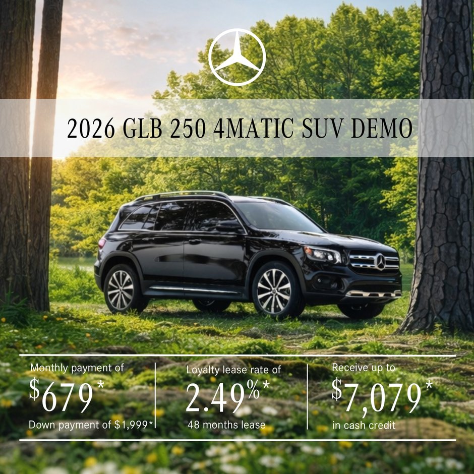 Lease the 2026 GLB 250 4MATIC SUV from $679/month + tax*