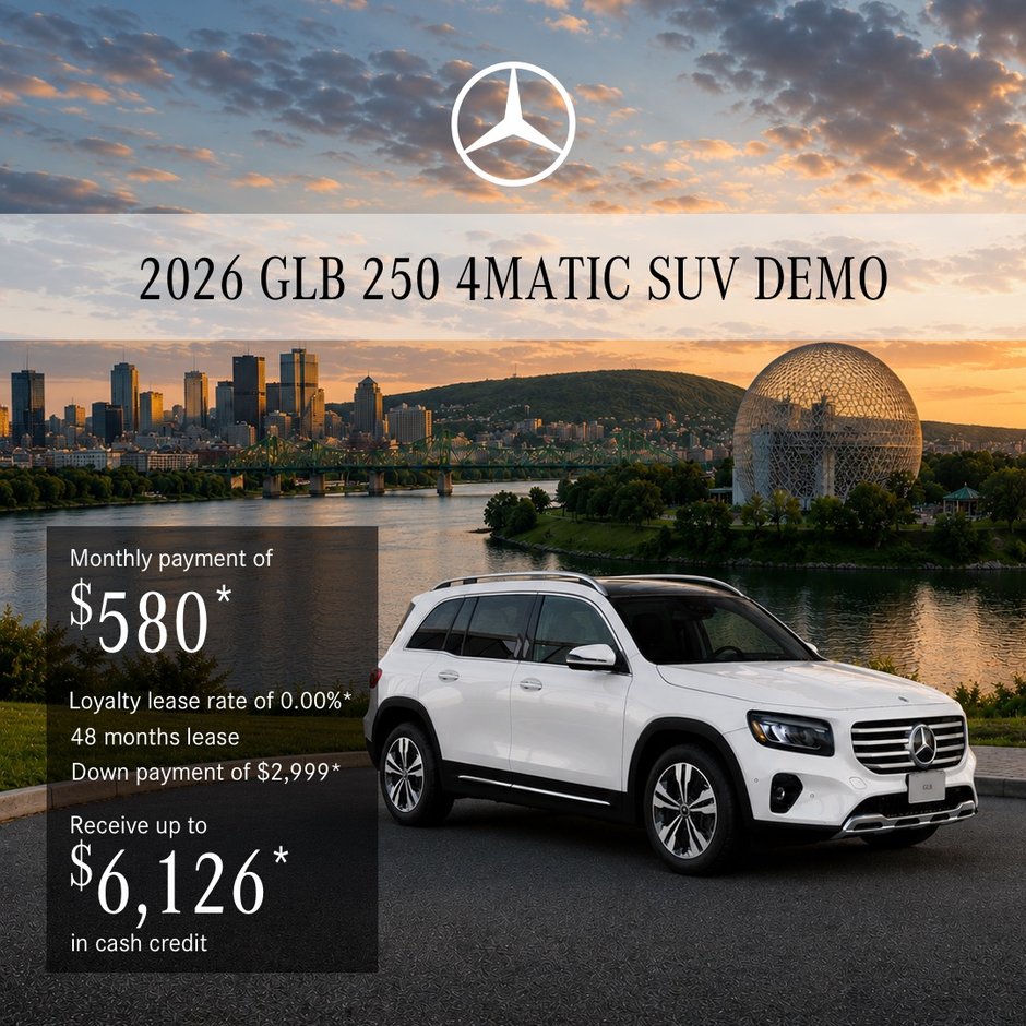 Lease the 2026 GLB 250 4MATIC SUV from $580/month + taxes*