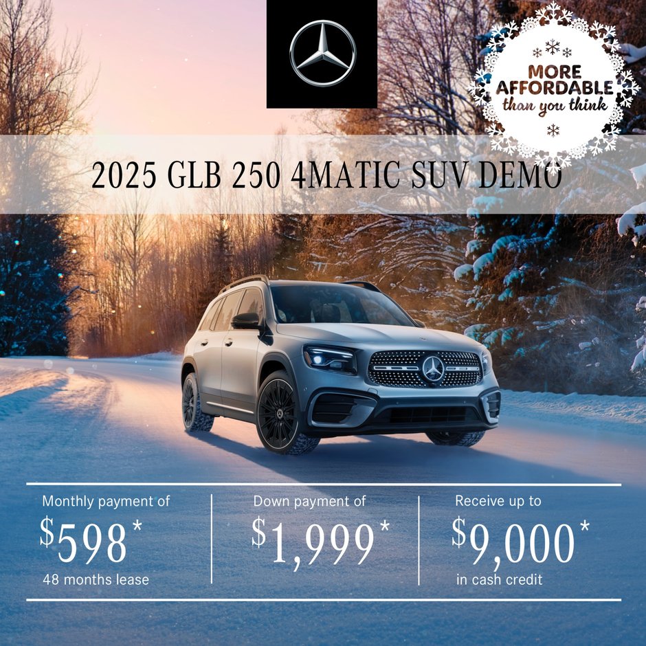 2025 GLB 250 4MATIC SUV from $598/month*+tx