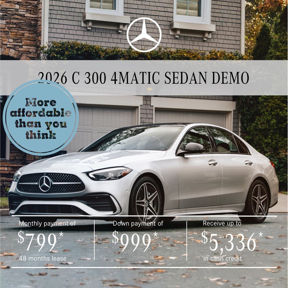 Lease the 2026 C 300 4MATIC Sedan from $799/month + tax*
