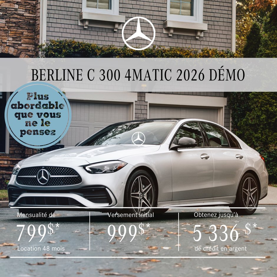 Berline C 300 4MATIC 2026 en location à partir de 799 $/mois + taxes*