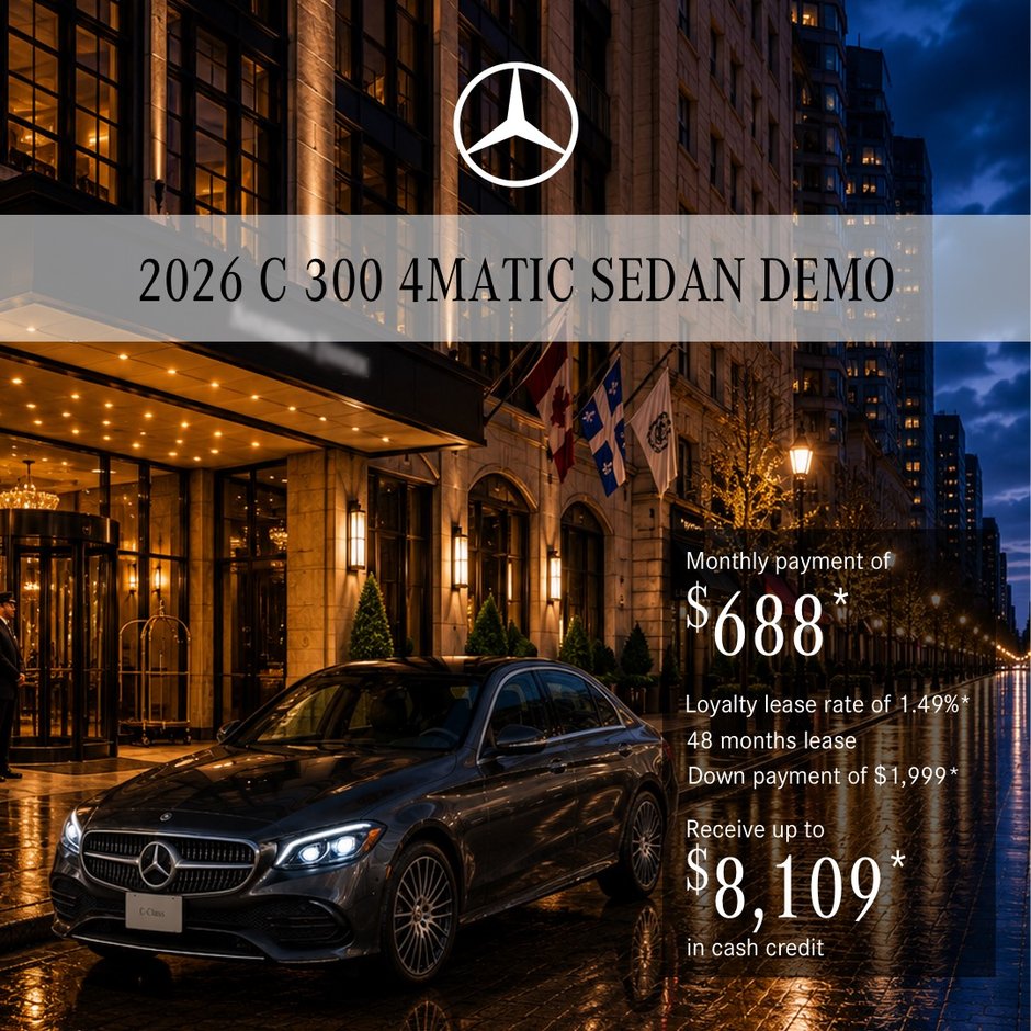 Lease the 2026 C 300 4MATIC Sedan from $688/month + tax*