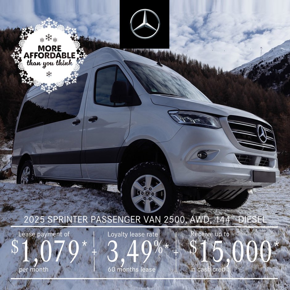 2025 SPRINTER PASSENGER VAN 2500 Diesel AWD from $1,079/month*+tx