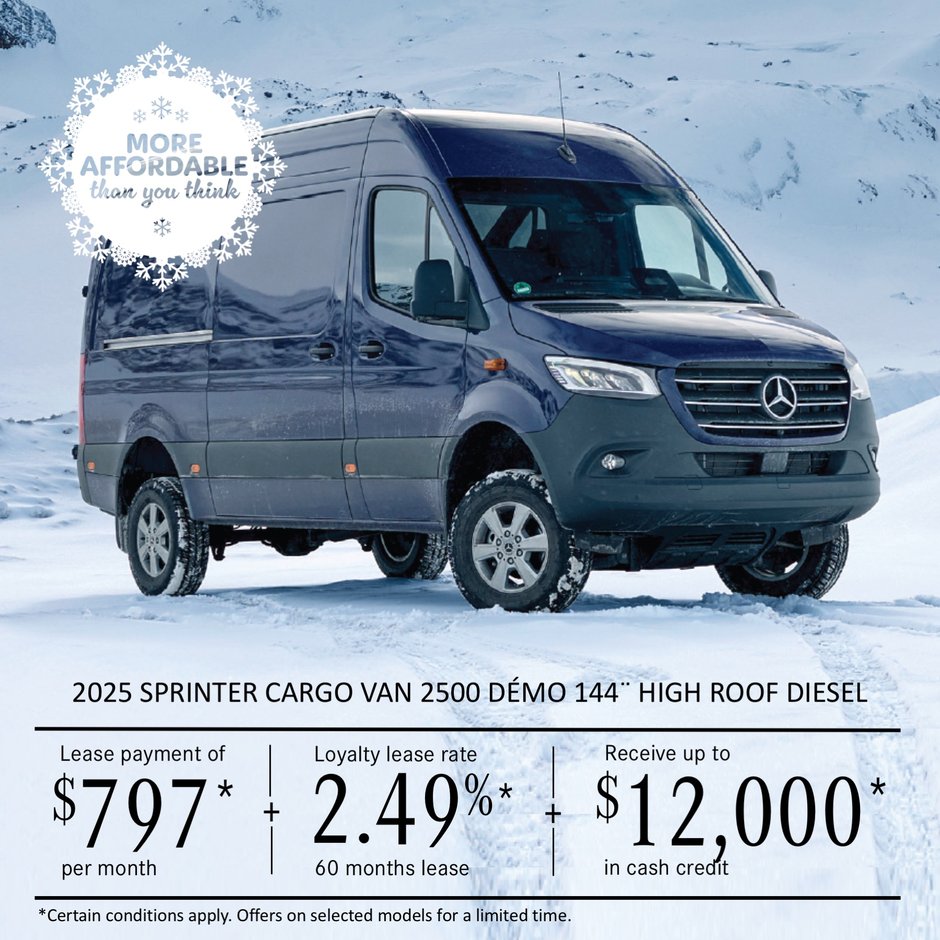 2025 SPRINTER CARGO VAN 2500 144¨ from $797/month*+tx