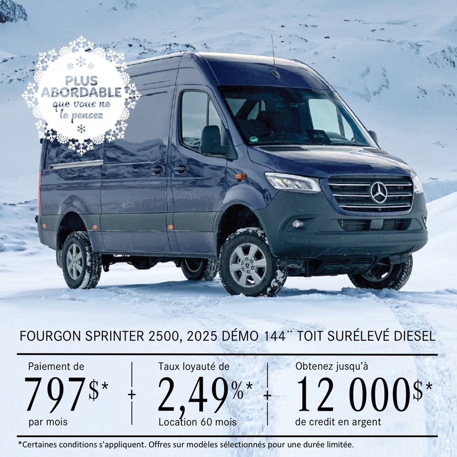 FOURGON SPRINTER 2500 144¨, 2025, à partir de 797 $*/mois+tx