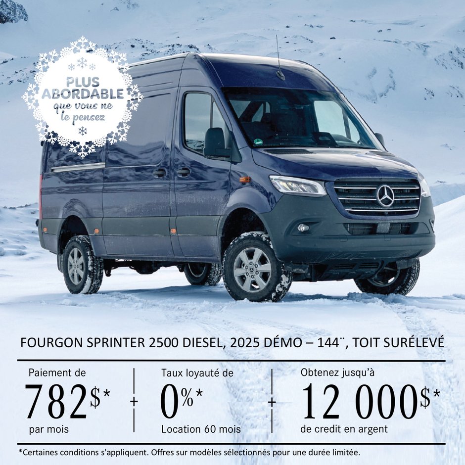 FOURGON SPRINTER 2500 144¨, 2025, à partir de 782 $*/mois+tx