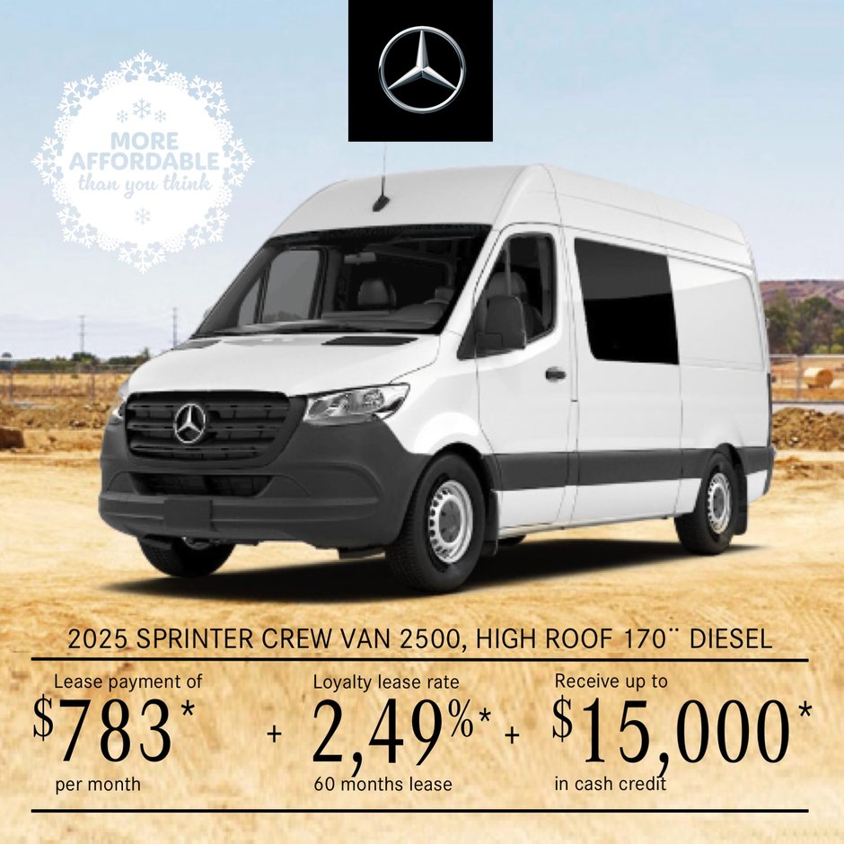 2025 SPRINTER CREW VAN 2500 from $783/month*+tx