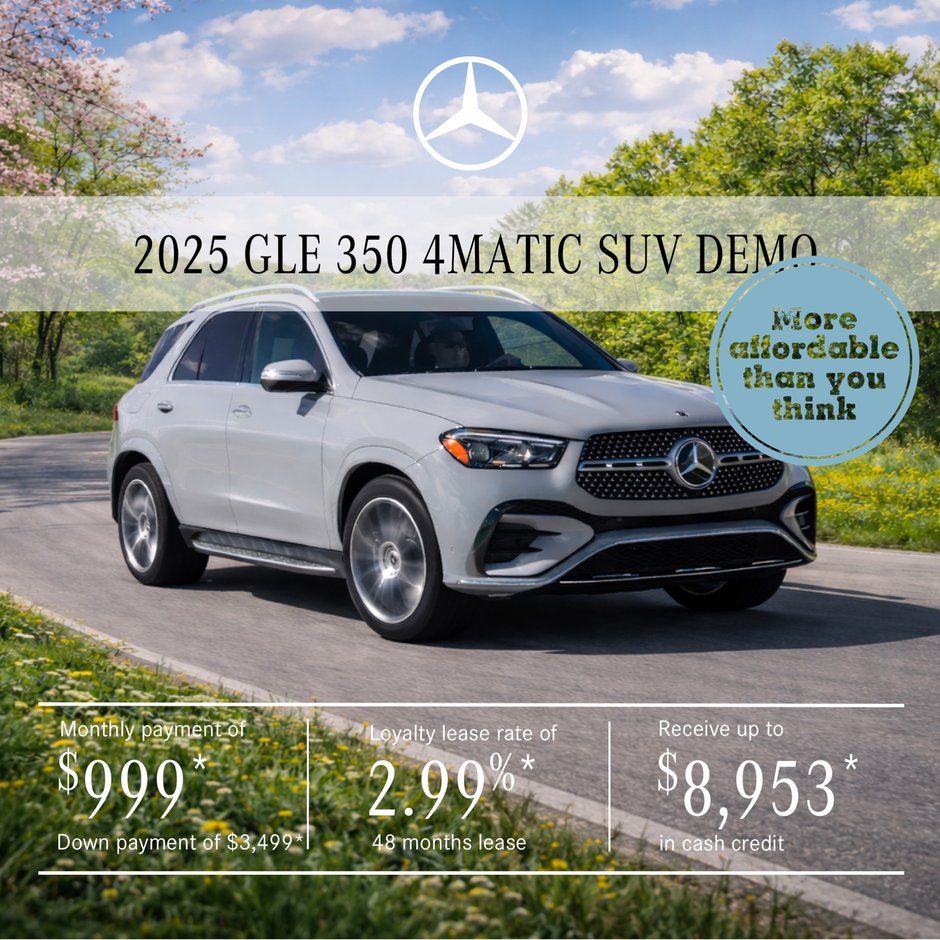 Lease the 2026 GLE 350 4MATIC SUV from $999/month + tax*