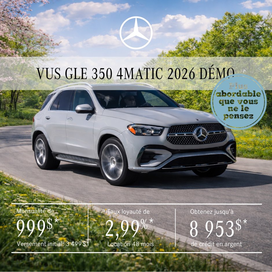 VUS GLE 350 4MATIC 2026 en location à partir de 999 $/mois + taxes*