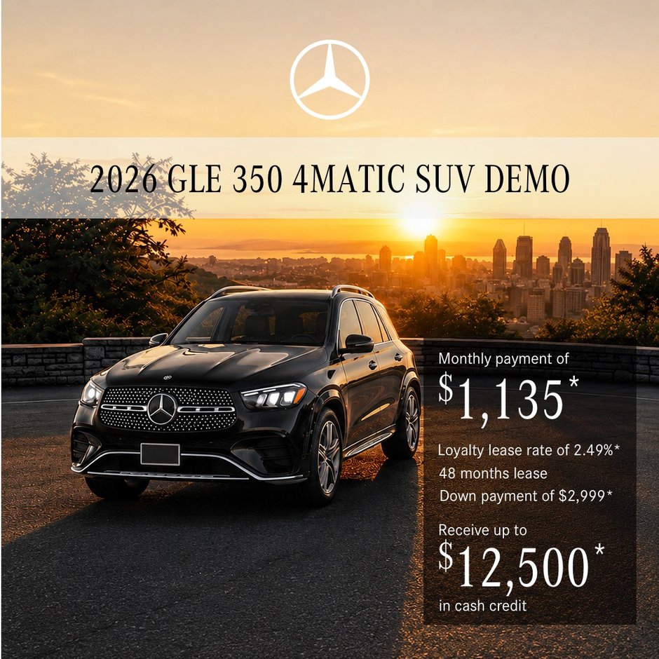 Lease the 2026 GLE 350 4MATIC SUV from $1,135/month + taxes*