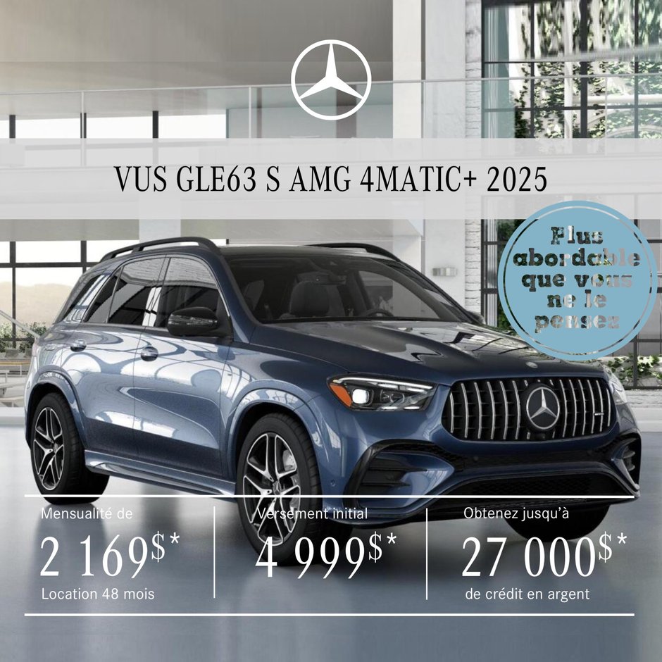 VUS AMG GLE 63 S 4MATIC+ 2025 en location à partir de 2 169 $/mois + taxes*