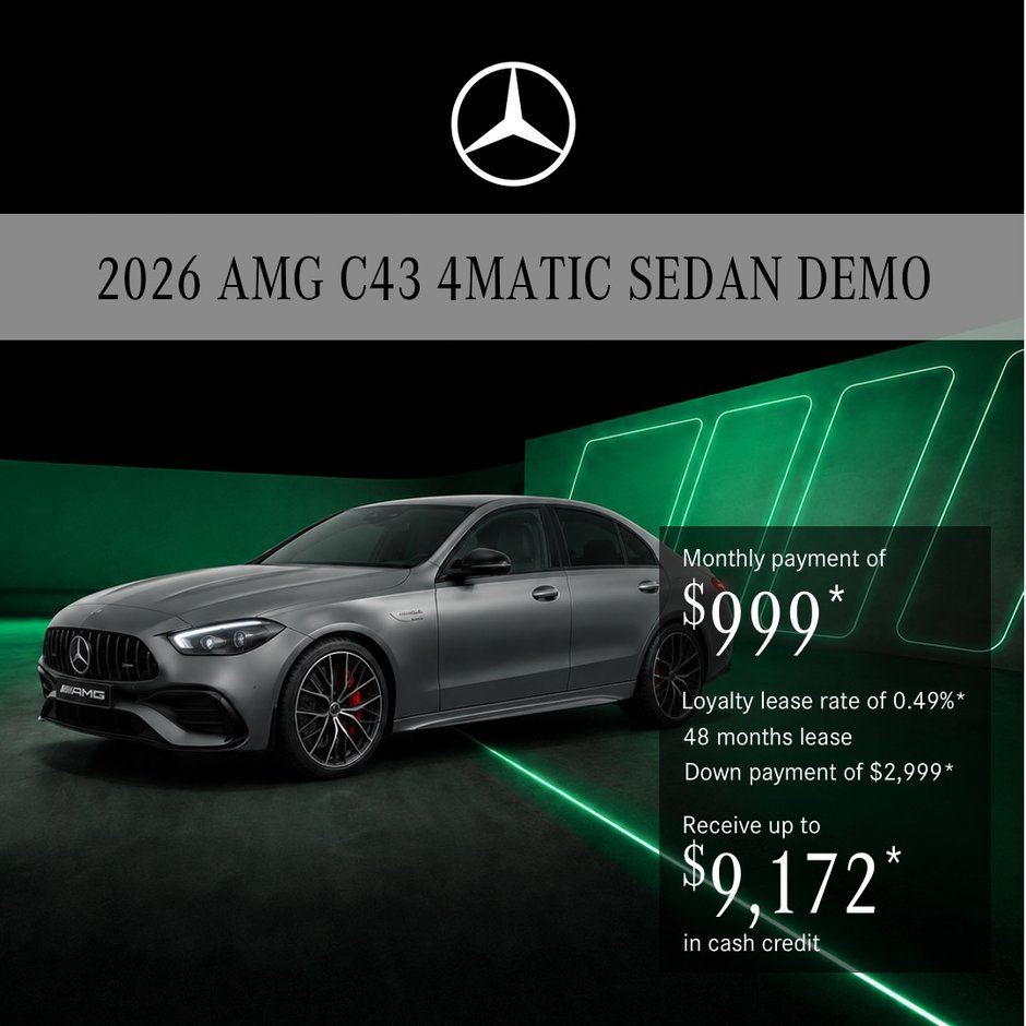 Lease the 2026 AMG C 43 4MATIC Sedan from $999/month + taxes*