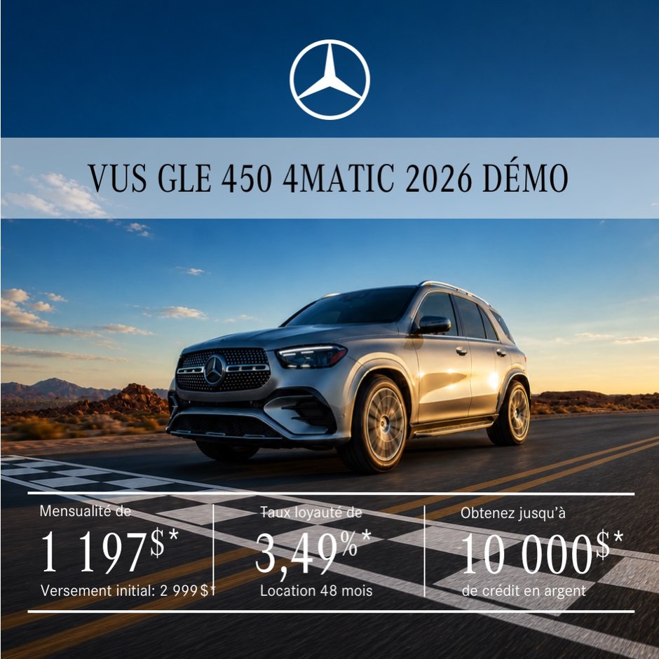 VUS GLE 450 4MATIC 2026 en location à partir de 1 197 $/mois + taxes*