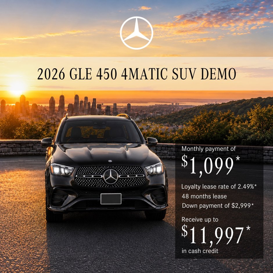 Lease the 2026 GLE 450 4MATIC SUV from $1,099/month + taxes*