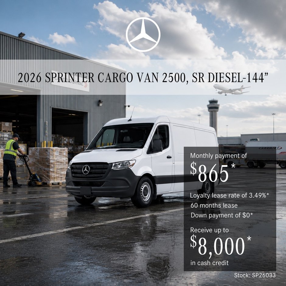 2026 Sprinter Cargo Van 2500 Standard Roof Diesel – 144