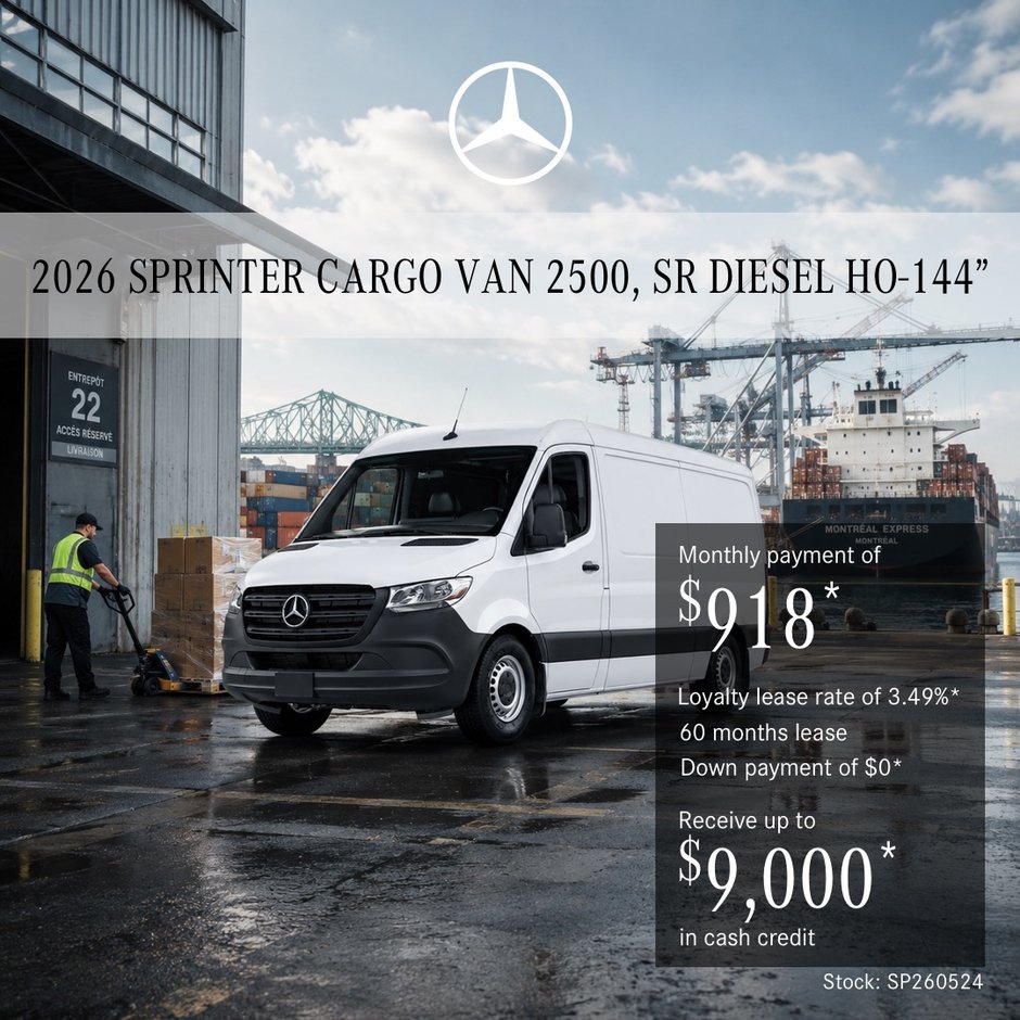 2026 Sprinter Cargo Van 2500 Standard Roof Diesel HO – 144