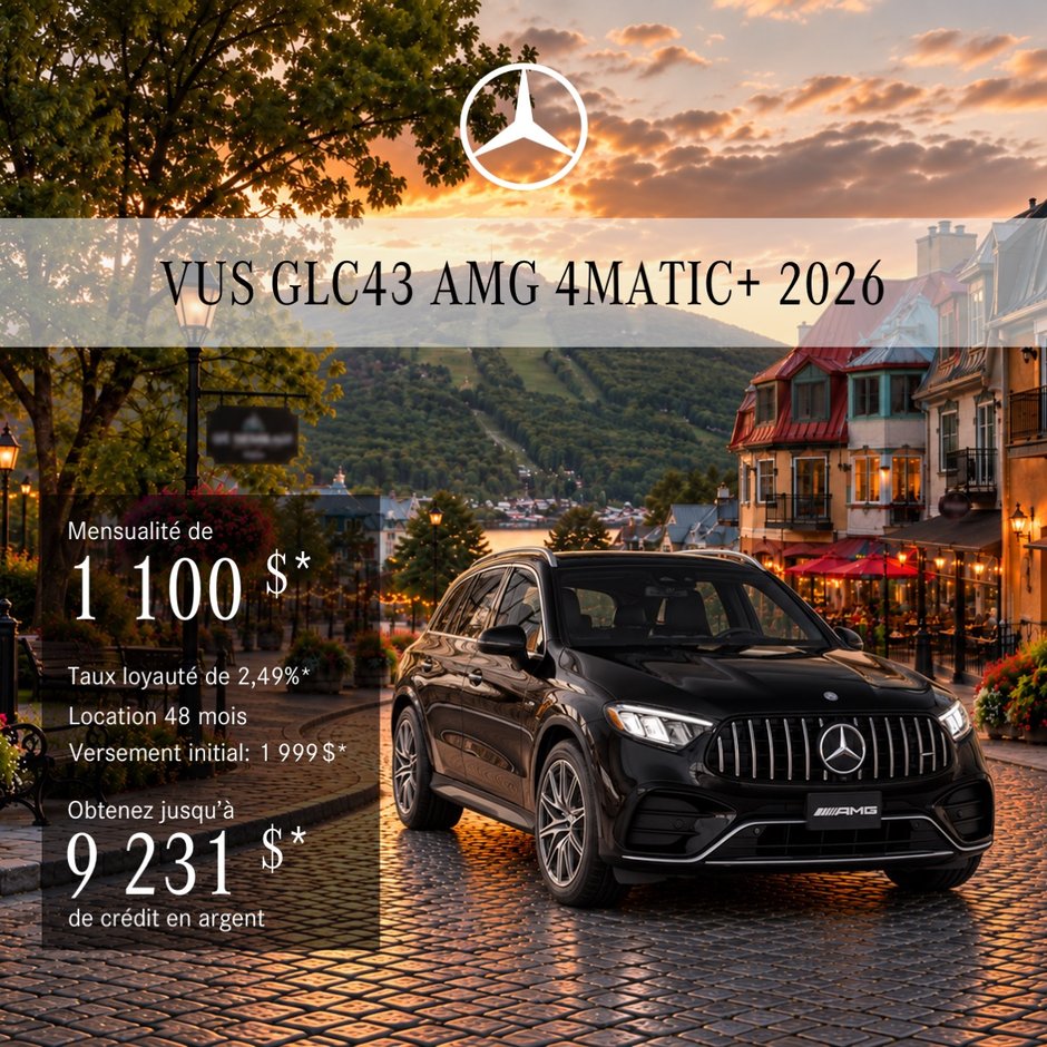 VUS GLC 43 AMG 4MATIC+ 2026 en location à partir de 1 100 $/mois + taxes*
