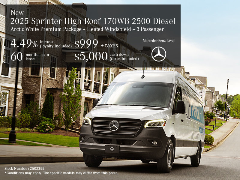 New 2025 Sprinter High Roof 170WB 2500 Diesel