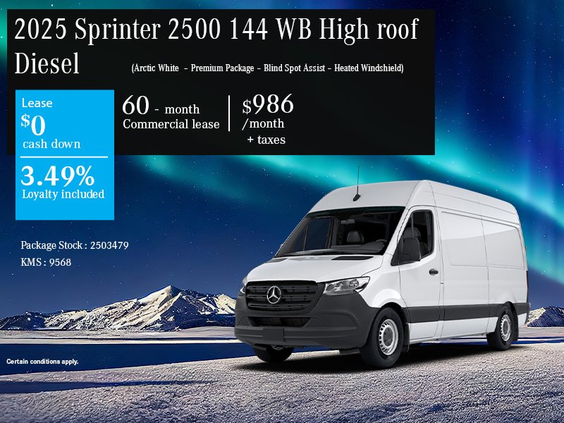 2025 Sprinter 2500 144 WB High roof Diesel 