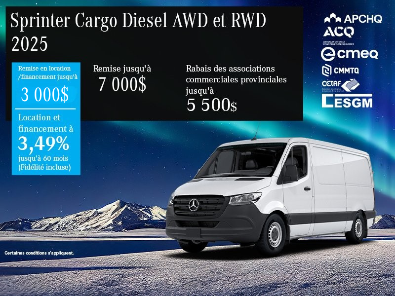 Sprinter Cargo Diesel AWD et RWD 2025