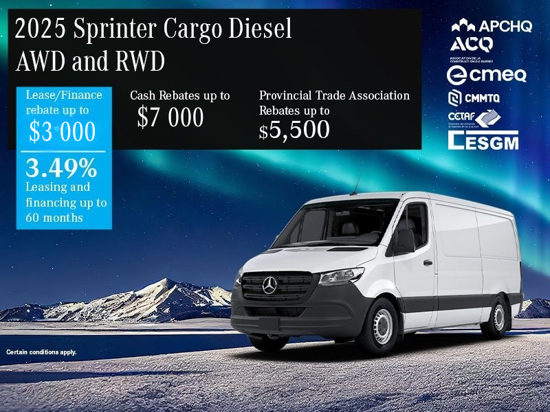 2025 Sprinter Cargo Diesel AWD and RWD