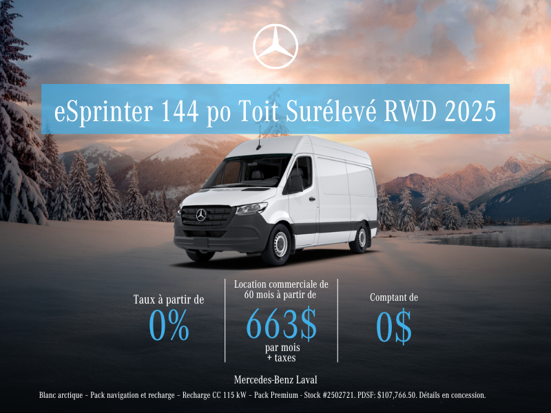eSprinter 144 po Toit Surélevé RWD 2025