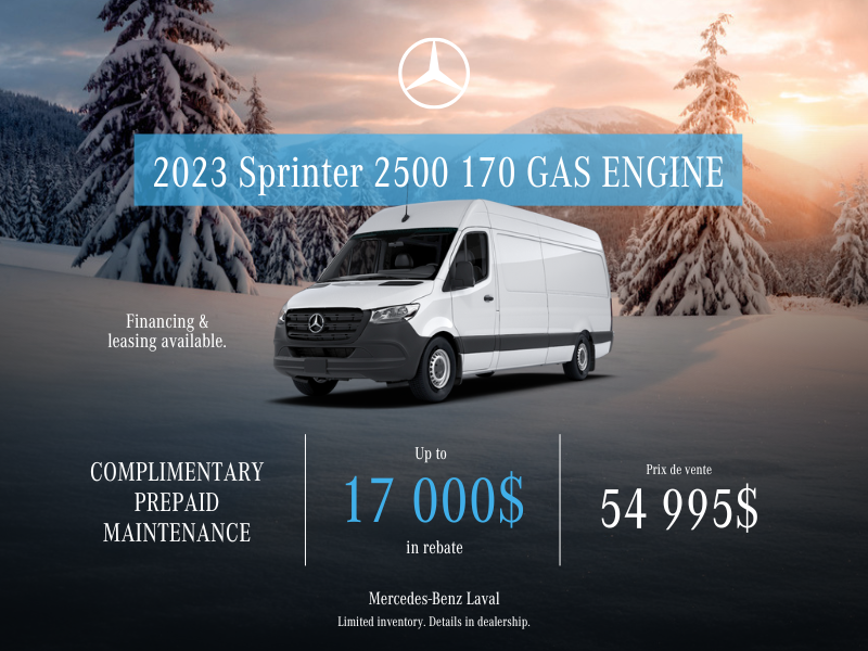 2023 Sprinter 2500 170 GAS ENGINE