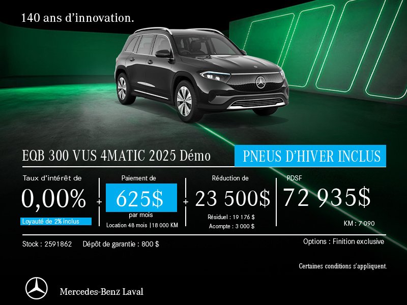 EQB 300 VUS 4MATIC 2025 Démo
