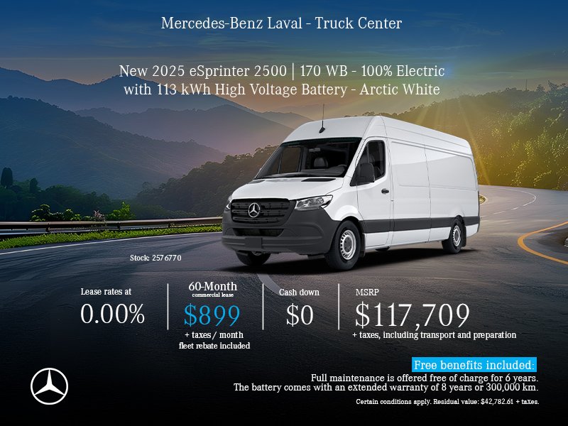2025 eSprinter 2500 170 WB High Voltage 113kWh Battery