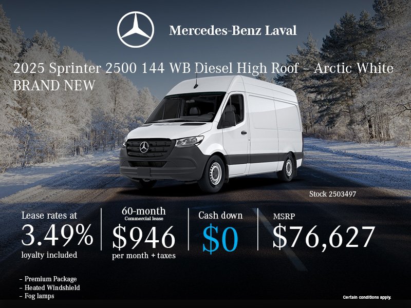 2025 Sprinter 2500 144 WB Diesel High Roof