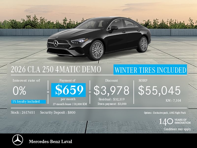 2026 CLA 250 4MATIC DEMO