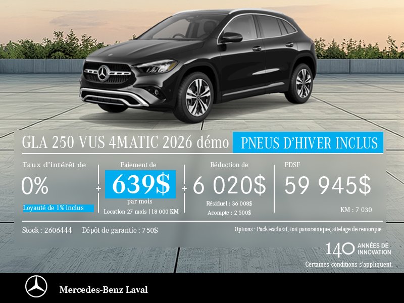 GLA 250 VUS 4MATIC 2026 DÉMO