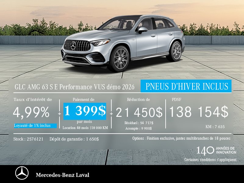 GLC AMG 63 SE PERFORMANCE VUS DÉMO 2026