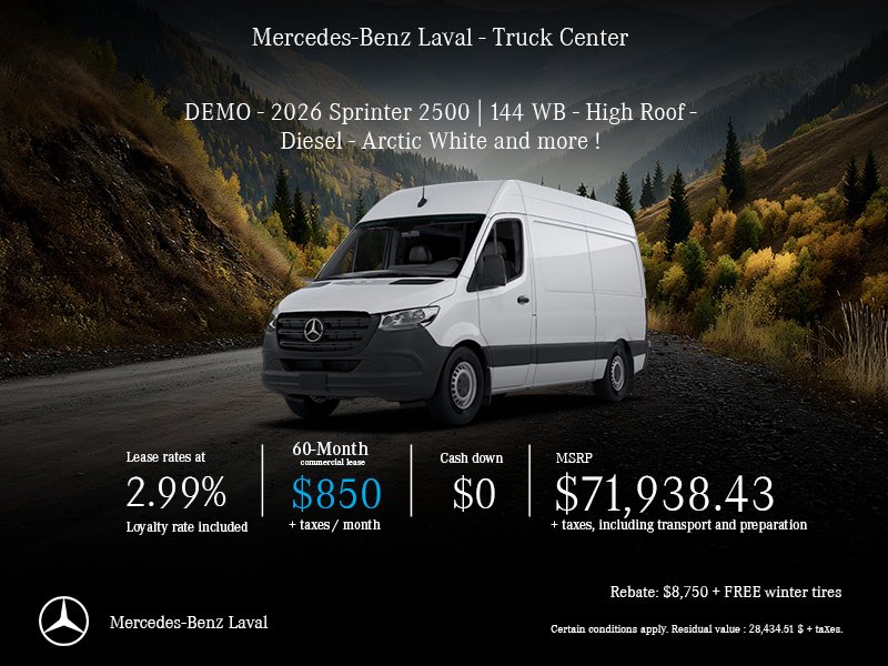 Demo 2026 Sprinter 2500 | 144 WB