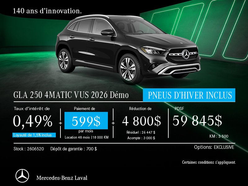 GLA 250 4MATIC VUS Demo 2026