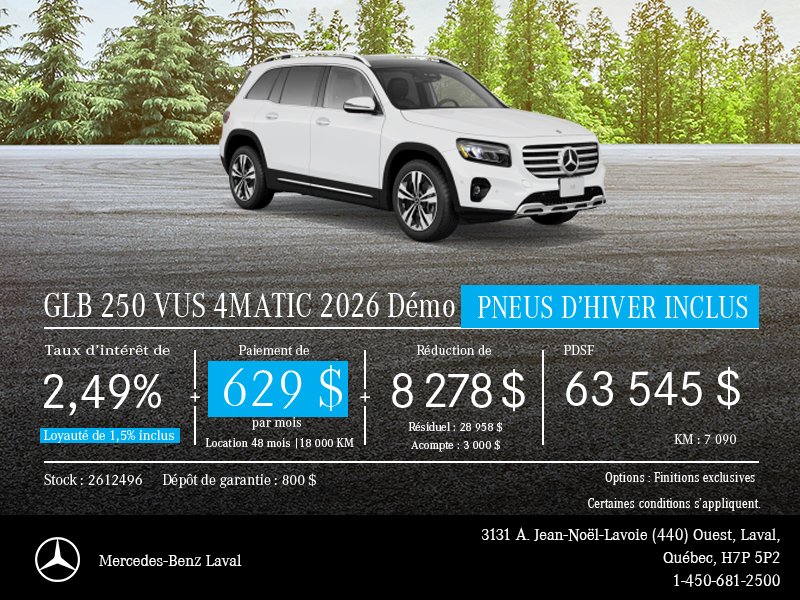 GLB 250 VUS 4MATIC 2026 Démo