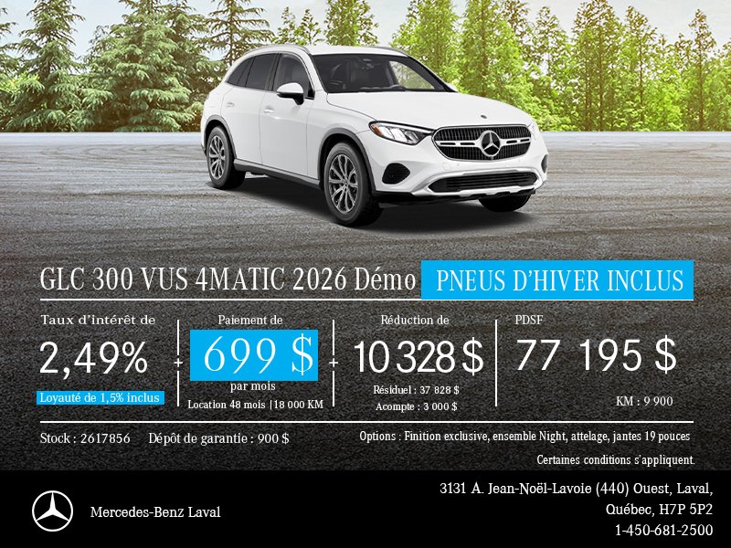 GLC 300 VUS 4MATIC 2026 Démo