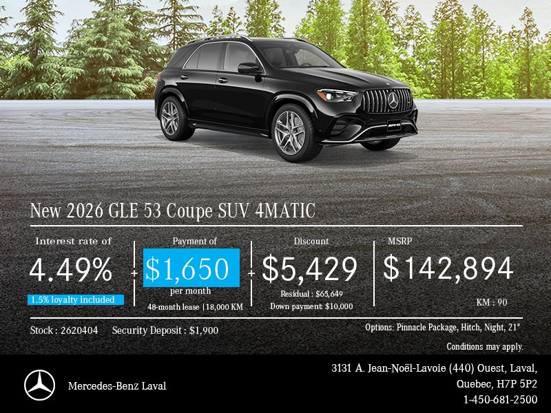New 2026 GLE 53 Coupe SUV 4MATIC