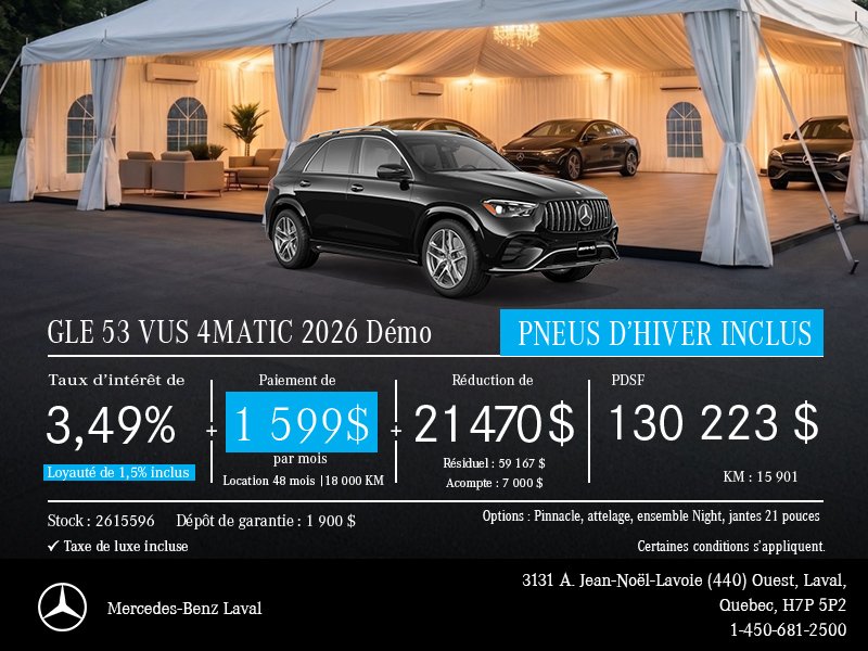 Nouveau AMG GLE 53 Coupé VUS 4MATIC 2026