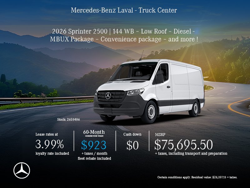 2026 Sprinter 2500 144 WB - Low Roof - Diesel