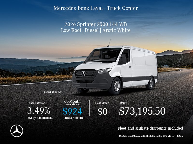 2026 Sprinter 2500 144 WB - Low Roof - Diesel