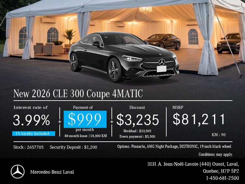 New 2026 CLE 300 Coupe 4MATIC