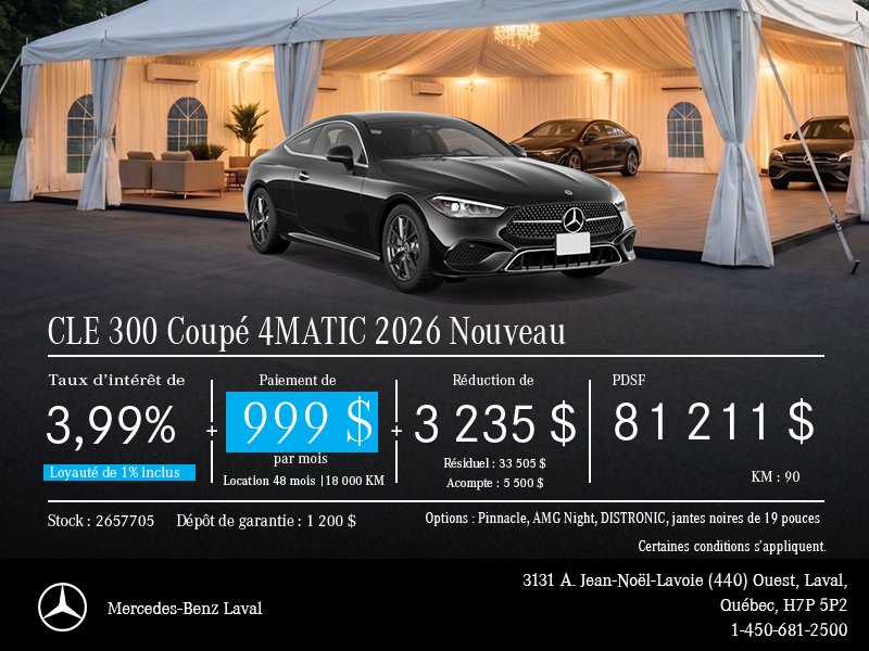 Nouveau CLE 300 Coupé 4MATIC 2026