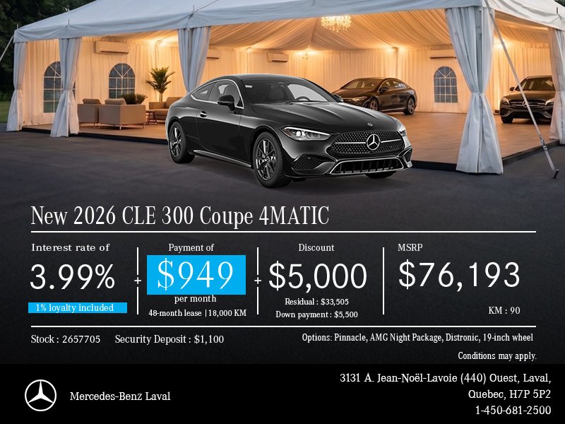 New 2026 CLE 300 Coupe 4MATIC