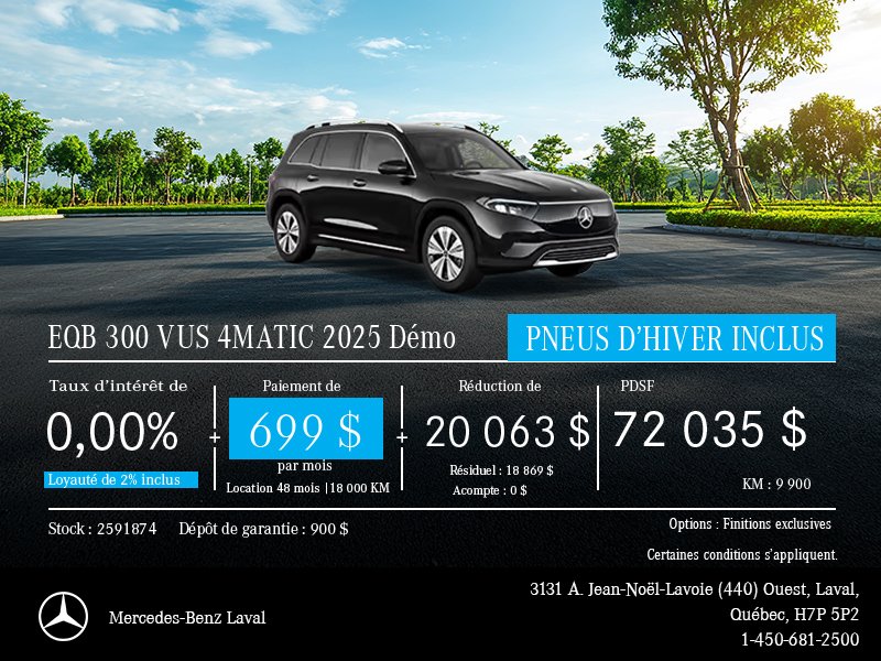 Démo EQB 300 VUS 4MATIC 2026