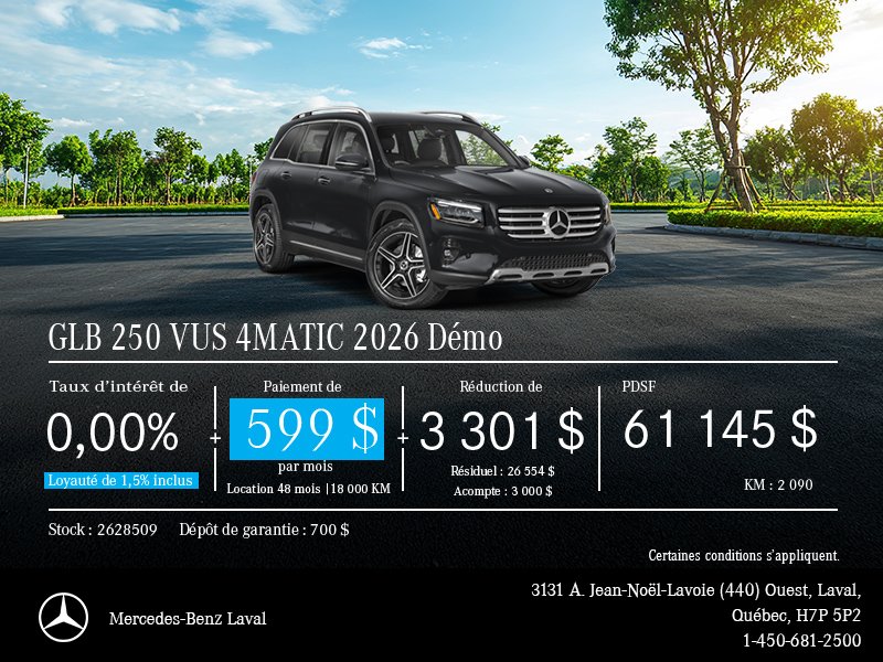 Démo GLB 250 VUS 4MATIC 2026