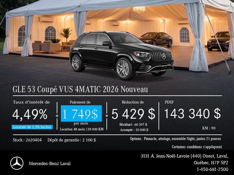 Nouveau GLE 53 Coupé VUS 4MATIC 2026