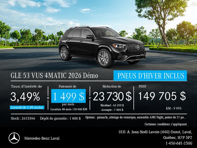 Démo GLE 53 Coupé VUS 4MATIC 2026