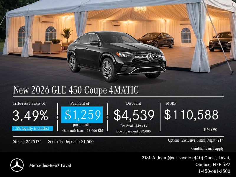 New 2026 GLE 450 Coupe 4MATIC